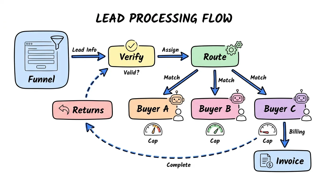 Best pay-per-lead software for agencies covering every step from funnel to verification, routing, buyer caps, returns, and invoice