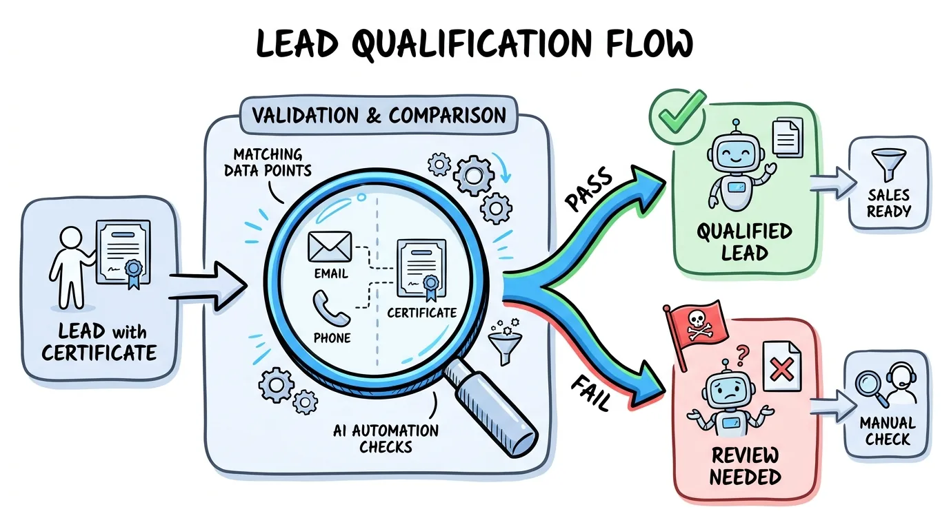 trustedform certificate validation flow at lead ingest shown in a hand-drawn diagram